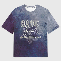 Футболка оверсайз мужская ACDC пушка, цвет: 3D-принт