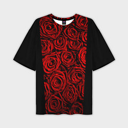 Футболка оверсайз мужская Унисекс / Красные розы, цвет: 3D-принт