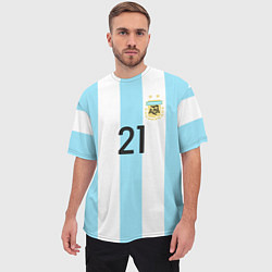 Футболка оверсайз мужская Сборная Аргентины: Диабола ЧМ-2018, цвет: 3D-принт — фото 2