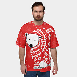 Футболка оверсайз мужская Новогодний медведь, цвет: 3D-принт — фото 2