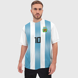 Футболка оверсайз мужская Сборная Аргентины: Месси ЧМ-2018, цвет: 3D-принт — фото 2