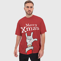 Футболка оверсайз мужская Merry Xmas - Santas hand, цвет: 3D-принт — фото 2