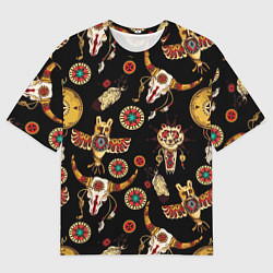 Мужская футболка оверсайз Индейские культовые символы