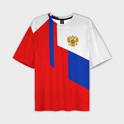 Футболка оверсайз мужская Russia: Geometry Tricolor, цвет: 3D-принт