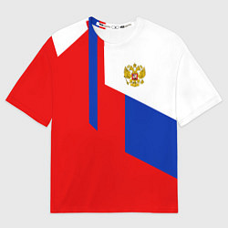 Мужская футболка оверсайз Russia: Geometry Tricolor