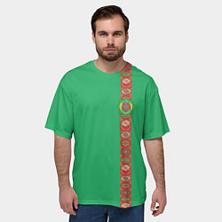 Футболка оверсайз мужская Туркменистан, лента с гербом, цвет: 3D-принт — фото 2