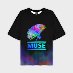 Мужская футболка оверсайз Muse: Neon Flower