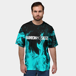 Футболка оверсайз мужская R6S: Turquoise Flame, цвет: 3D-принт — фото 2