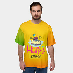 Футболка оверсайз мужская Happy Birthday, цвет: 3D-принт — фото 2