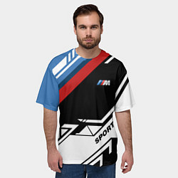 Футболка оверсайз мужская BMW GEOMETRY SPORT БМВ M PERFORMANCE, цвет: 3D-принт — фото 2