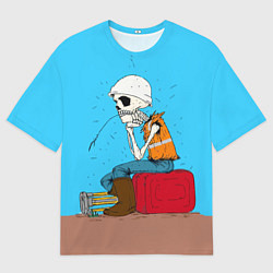 Мужская футболка оверсайз Скелет-геодезист