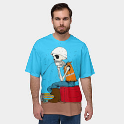 Футболка оверсайз мужская Скелет-геодезист, цвет: 3D-принт — фото 2