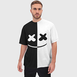 Футболка оверсайз мужская Marshmello: Black & White, цвет: 3D-принт — фото 2