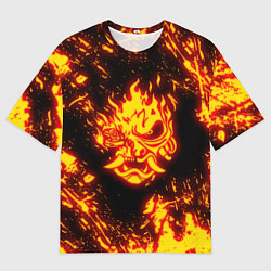 Футболка оверсайз мужская Cyberpunk 2077: FIRE SAMURAI, цвет: 3D-принт