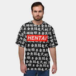 Футболка оверсайз мужская Hentai Hieroglyphs, цвет: 3D-принт — фото 2