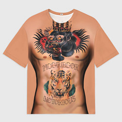 Футболка оверсайз мужская МакГрегор татуировки, цвет: 3D-принт