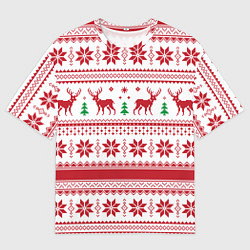 Футболка оверсайз мужская Новогодние олени, цвет: 3D-принт