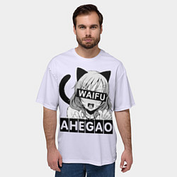 Футболка оверсайз мужская Ahegao Waifu, цвет: 3D-принт — фото 2