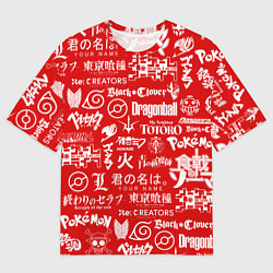 Футболка оверсайз мужская ЛОГО АНИМЕ МУЛЬТФИЛЬМОВ, цвет: 3D-принт