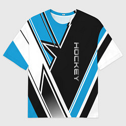 Мужская футболка оверсайз Hockey black blue white