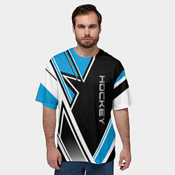 Футболка оверсайз мужская Hockey black blue white, цвет: 3D-принт — фото 2