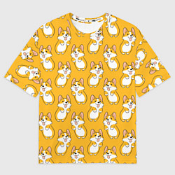 Мужская футболка оверсайз Корги паттерн