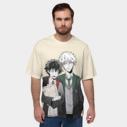 Футболка оверсайз мужская Изуку и Кацуки косплеют Хогвартс, цвет: 3D-принт — фото 2