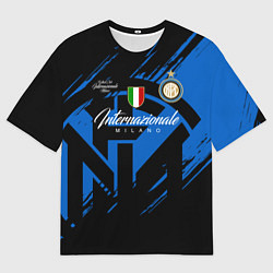 Футболка оверсайз мужская Интер Милан логотипы, цвет: 3D-принт