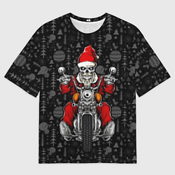 Футболка оверсайз мужская Santa skeleton on a motorcycle, цвет: 3D-принт