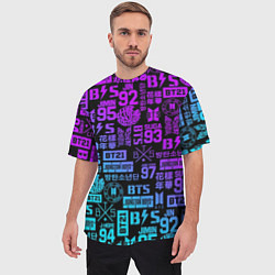 Футболка оверсайз мужская BTS Logos, цвет: 3D-принт — фото 2