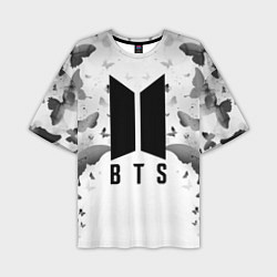 Мужская футболка оверсайз BTS: Grey Butterflies