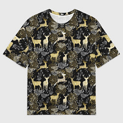 Мужская футболка оверсайз Рождественские олени