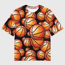 Мужская футболка оверсайз Баскетбольные яркие мячи
