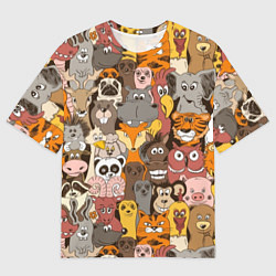 Мужская футболка оверсайз Прикольные зверушки