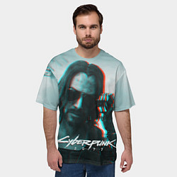 Футболка оверсайз мужская Cyberpunk 2077: Keanu Reeves, цвет: 3D-принт — фото 2