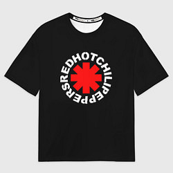 Футболка оверсайз мужская Red Hot chili peppers logo on black, цвет: 3D-принт