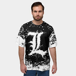 Футболка оверсайз мужская L letter кляксы, цвет: 3D-принт — фото 2