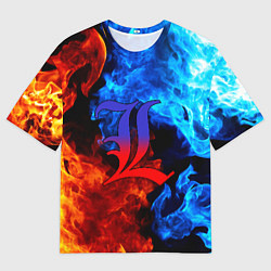 Мужская футболка оверсайз L letter fire