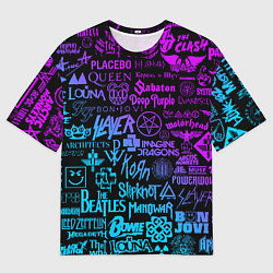 Мужская футболка оверсайз ЛОГОТИПЫ РОК ГРУПП