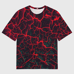 Мужская футболка оверсайз Молнии красные абстрактные