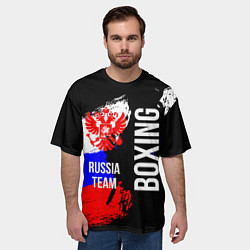 Футболка оверсайз мужская Boxing Russia Team и герб РФ, цвет: 3D-принт — фото 2