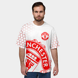 Футболка оверсайз мужская Манчестер Юнайтед white, цвет: 3D-принт — фото 2
