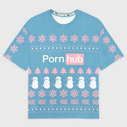Футболка оверсайз мужская Pornhub - christmas sweater, цвет: 3D-принт