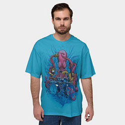 Футболка оверсайз мужская Осьминог барабанщик, цвет: 3D-принт — фото 2