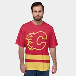 Футболка оверсайз мужская Калгари Флэймз, цвет: 3D-принт — фото 2