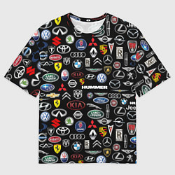 Мужская футболка оверсайз ЛОГОТИПЫ АВТО БРЕНДОВ