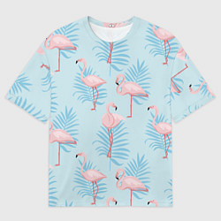 Футболка оверсайз мужская Арт с розовым фламинго, цвет: 3D-принт