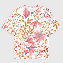 Футболка оверсайз мужская Цветы, цвет: 3D-принт