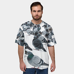 Футболка оверсайз мужская Голуби, цвет: 3D-принт — фото 2