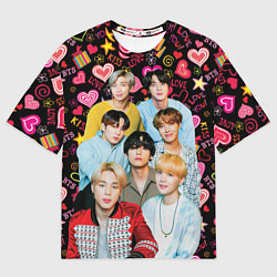 Футболка оверсайз мужская I Love BTS, цвет: 3D-принт